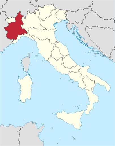Piedmont in the map of Italy